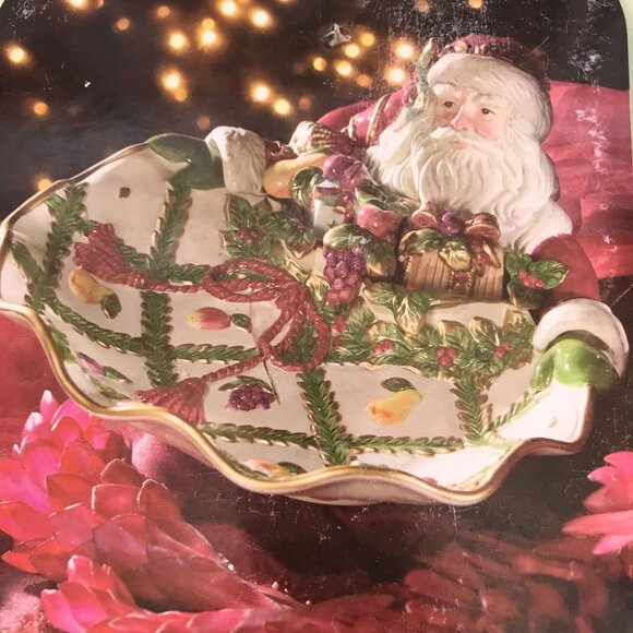 Fitz And Floyd Renaissance Santa Server Hand-Painted 12 1/2" Christmas Dish - Picture 11 of 14